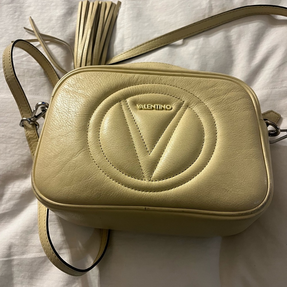 Valentino Butter Yellow/Beige Crossbody Bag with Tassel